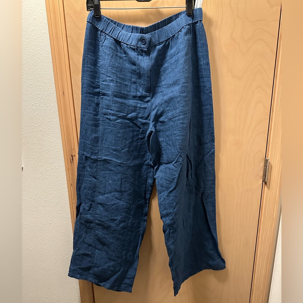 Eileen Fisher Indigo Linen Trousers Size S
